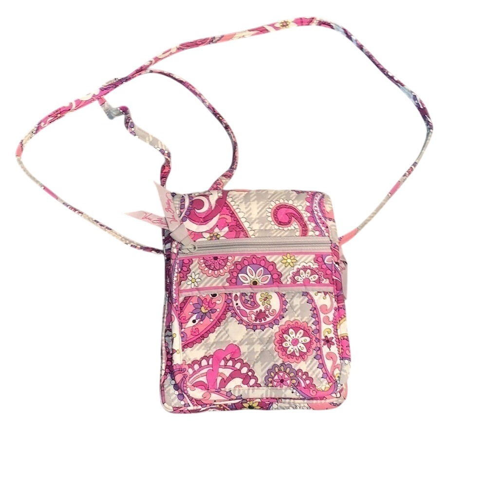 Vera Bradley Paisley‎ Meets Plaid Quilted Cotton Crossbody ID Case Wallet Bag